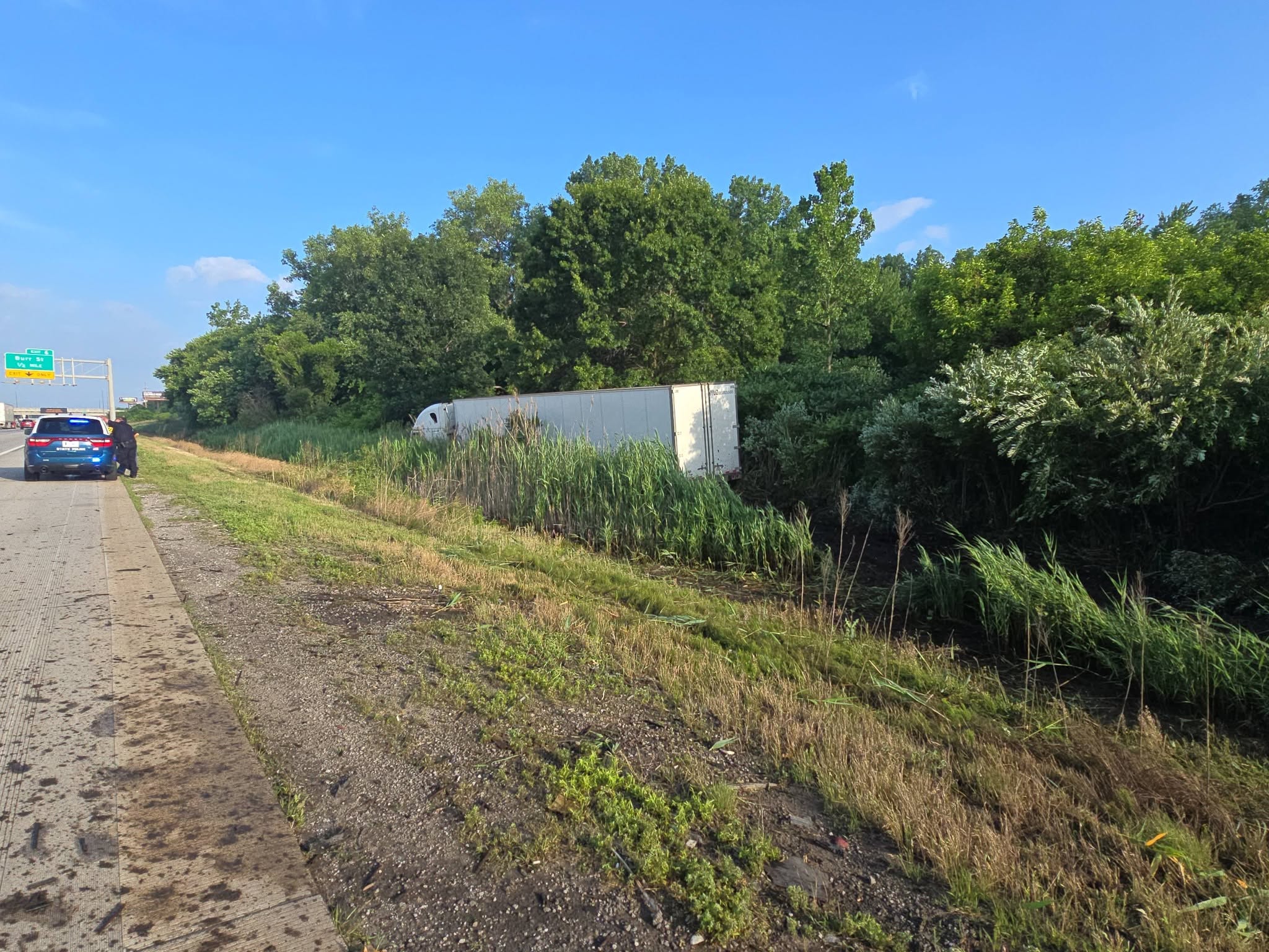 Commercial trailer off-road recovery scene