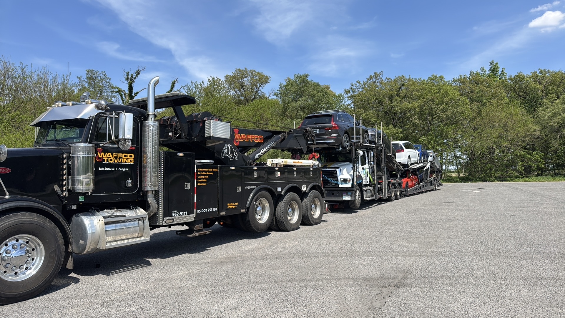 Waffco transporting multiple passenger vehicles
